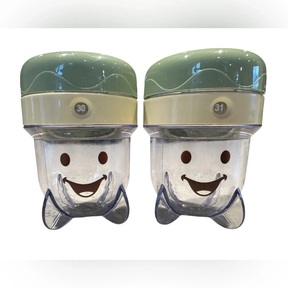 Baby Bullet Food Storage Cups Lids 2 Set Pair Date Dial 3” Replacements Green